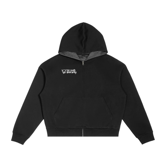 SHIFT THE CULTURE PLAID BOXY ZIP-UP